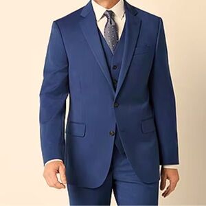 NWT Stafford Men’s Slim Fit Tailored Navy Cotton Blazer - 46 Long From JCP